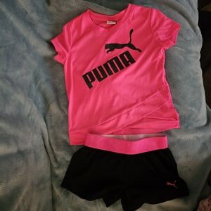 Puma Kids Two Piece Set - Neon Pink and Black